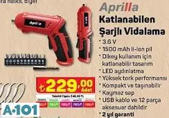 APRİLLA KATLANABİLEN ŞARJLI VİDALAMA APRİLLA KATLANABİLEN ŞARJLI VİDALAMA